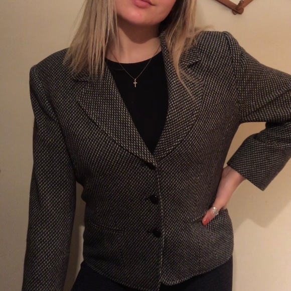 Vintage Pendleton Wool Speckled Charcoal Blazer 12 - Picture 2 of 6